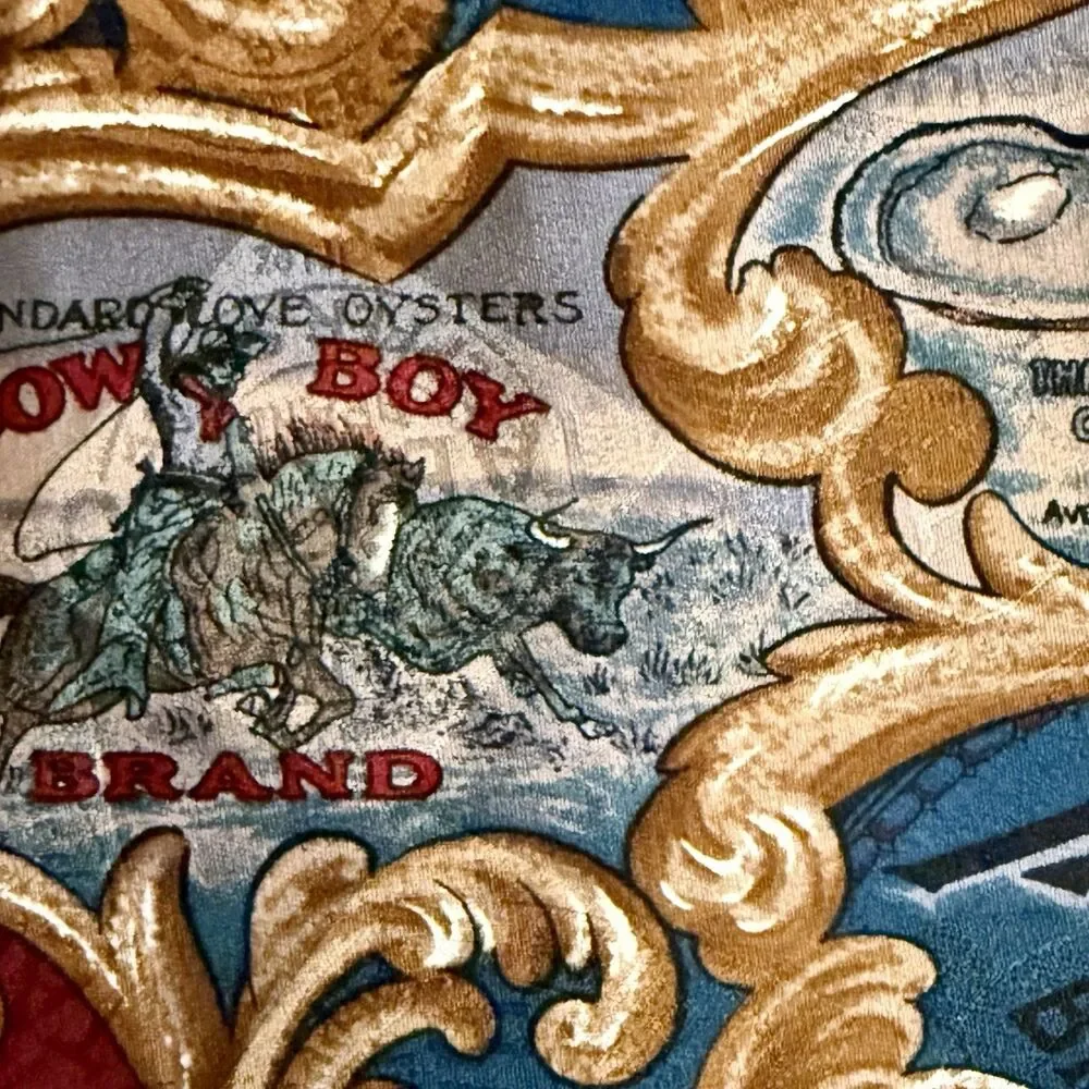 TABASCO Hot Sauce Men's Silk Tie Gold Blues Ocean Seafood Cowboy Novelty 57